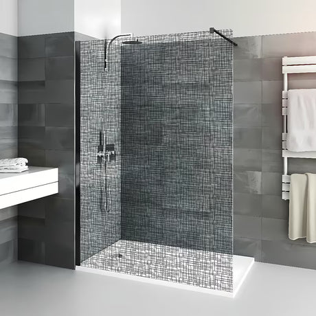 Roth Walk In Line tuš stijena walk-in 100 cm u crnoj mat izvedbi s dekorom Potisk