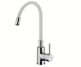 S-Line jednoručna baterija miješalica za sudoper bijela/krom sa silikonskim fleksibilnim crijevom