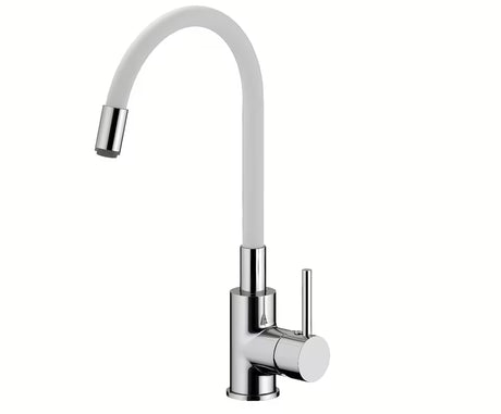 S-Line jednoručna baterija miješalica za sudoper bijela/krom sa silikonskim fleksibilnim crijevom