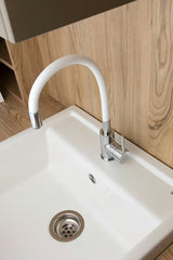 S-Line jednoručna baterija miješalica za sudoper bijela/krom sa silikonskim fleksibilnim crijevom