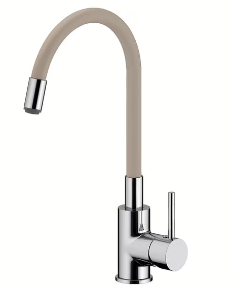 S-Line jednoručna baterija miješalica za sudoper sa silikonskim izljevom u izvedbi bež i krom