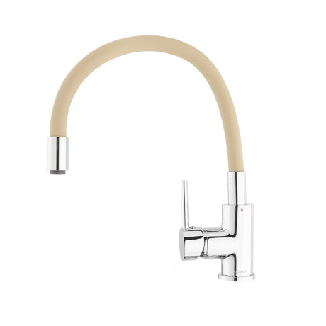 S-Line jednoručna baterija miješalica za sudoper sa silikonskim izljevom u izvedbi bež i krom