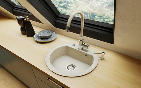 S-Line jednoručna baterija miješalica za sudoper sa silikonskim izljevom u izvedbi bež i krom