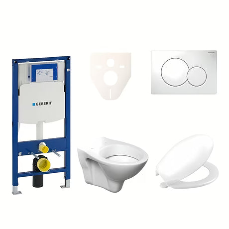 Viseći WC set S-Line Pro s modulom Geberit Duofix, sjedalom URBAN i bijelom tipkom Sigma 01