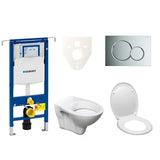 Viseći WC set S-Line Pro s modulom Geberit Duofix, tipkom Sigma 01 i sjedalom od duroplasta.