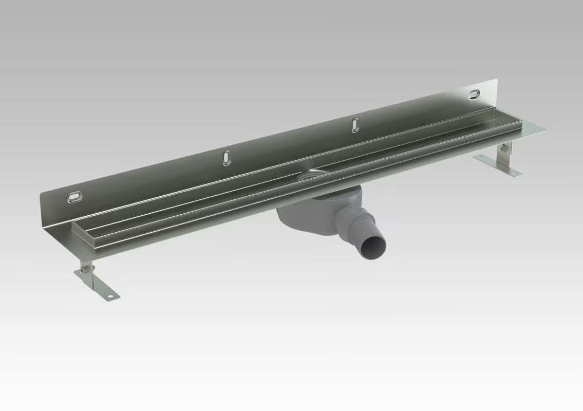 Nehrđajući tuš kanalica S-Line Klasik 65 cm s rešetkom, pro montaža ke zid, u sjajnoj izvedbi.