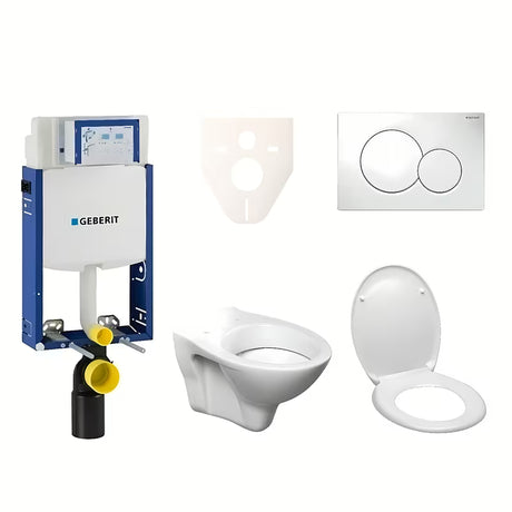 Viseći WC set S-Line Pro s modulom Geberit Kombifix, bijelom tipkom Sigma 01 i daskom