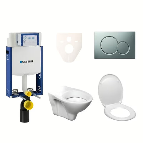 Viseći WC set S-Line Pro s modulom Geberit Kombifix, tipkom Sigma 01 krom mat i sjedalom