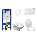 Viseći WC set S-Line Pro s modulom Geberit Duofix, daskom i bijelom tipkom Sigma 01