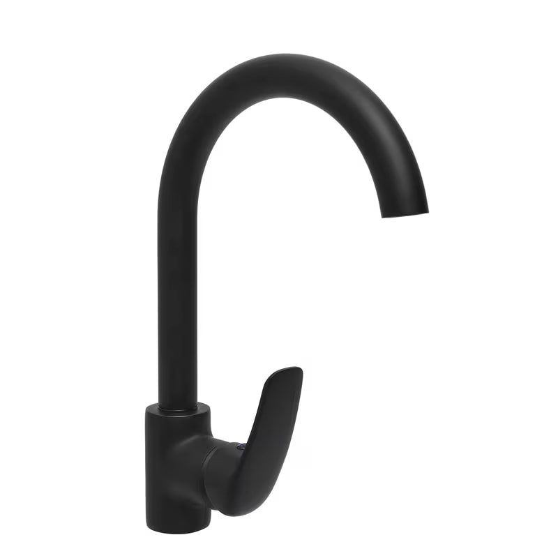 S-Line Pro jednoručna baterija stojeća miješalica za sudoper u crnoj mat izvedbi s okretnim izljevom.