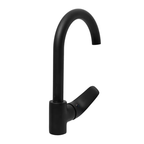 S-Line Pro jednoručna baterija stojeća miješalica za sudoper u crnoj mat izvedbi s okretnim izljevom.