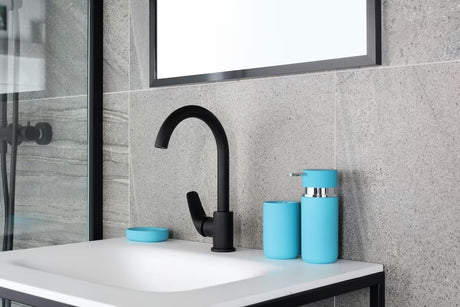 S-Line Pro jednoručna baterija stojeća miješalica za sudoper u crnoj mat izvedbi s okretnim izljevom.