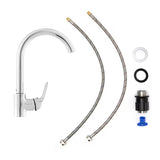 Kromirana jednoručna baterija stojeća miješalica za sudoper S-Line Pro s okretnim izljevom s uvučenim perlatorom.