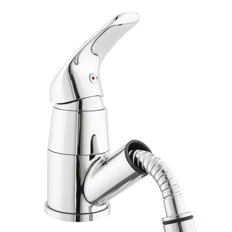 Kromirana miješalica za sudoper s okretnim izljevom s izvlačnim tušem s dva mlaza.