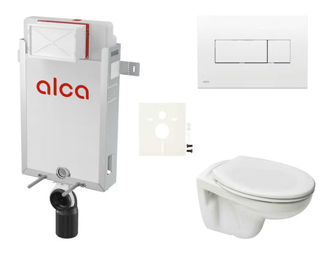 Viseći WC set S-Line Pro s modulom za ugradnju u zid i vodokotlićem Alca u minimalističkom dizajnu