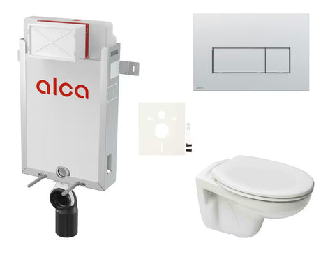 Viseći WC set S-Line Pro s ugradbenim modulom, vodokotlićem Alca i sjedalom od duroplasta
