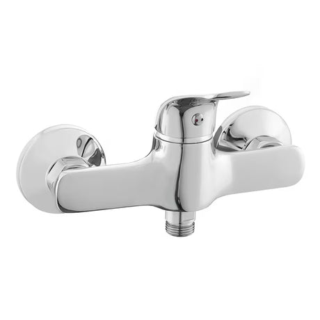 Zidna jednoručna baterija miješalica za tuš S-Line Pro u sjajnom kromu s modernim zaobljenim dizajnom.