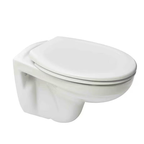 Bijeli viseća WC školjka SIKO S-Line Pro bez sustava za ispiranje s vodoravnim odvodom.