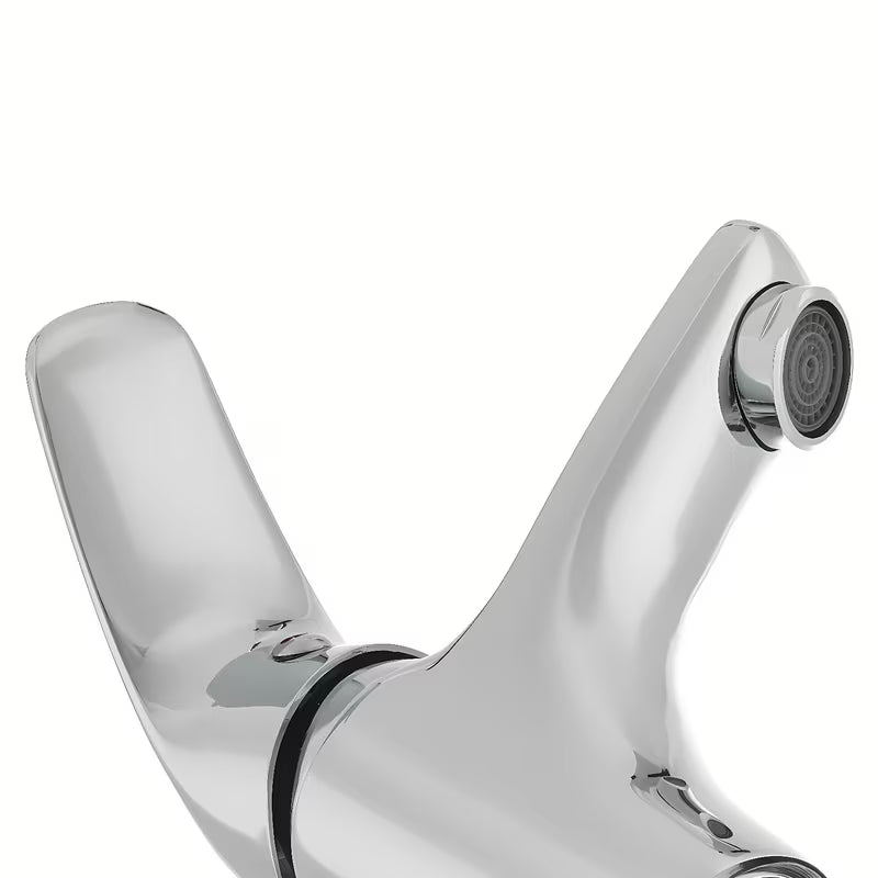 Kromirana jednoručna baterija stojeća miješalica za umivaonik S-Line Pro bez odvoda zaobljenog dizajna.