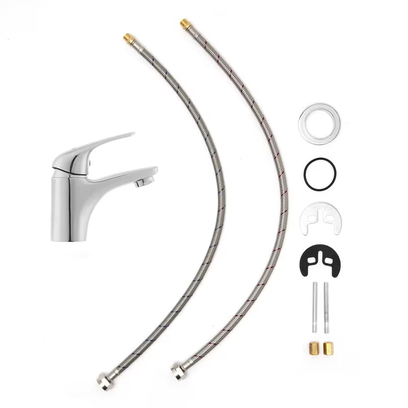 Kromirana jednoručna baterija stojeća miješalica za umivaonik S-Line Pro bez odvoda zaobljenog dizajna.