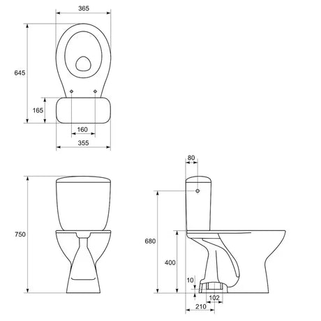 Stojeća WC Školjka kombi S-Line Pro u bijeloj boji s dubokim ispiranjem i dvokoličinskim ispiranjem 3/6 l