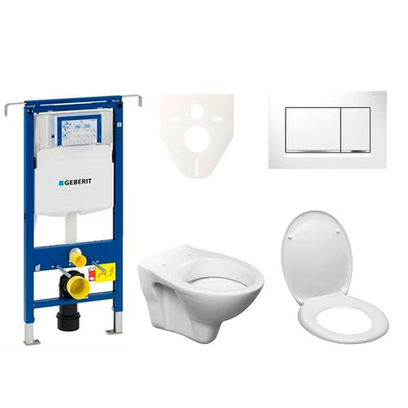 Viseći WC set S-Line Pro s modulom Geberit Duofix, daskom za WC i tipkom Sigma 30 bijela/sjajni krom