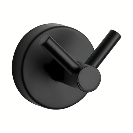 Crni dvostruka kuka Sanela za kupaonicu s mogućnošću montaže lijepljenjem ili bušenjem.