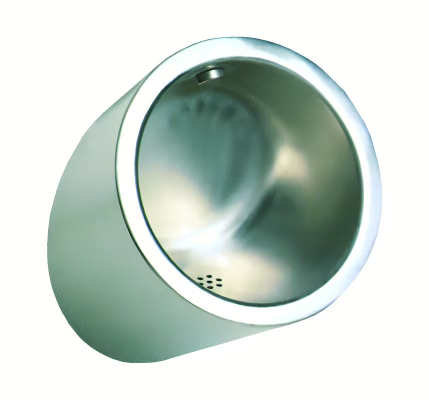 Nehrđajući antivandal viseći pisoar Sanela Supersteel s integriranom tuš ružom i mat površinom.