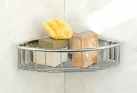 Sjajna kutna polica Sanela od nehrđajućeg čelika za kupaonicu pro odlaganje kozmetike i dodataka