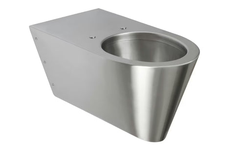Nehrđajući viseća WC školjka Sanela Supersteel pro za osobe s invaliditetom u antivandal izvedbi s mat površinom.