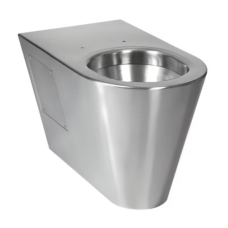 Nehrđajući antivandal stojeća WC školjka Sanela Supersteel s mat površinom pro za zahtjevne prostore.