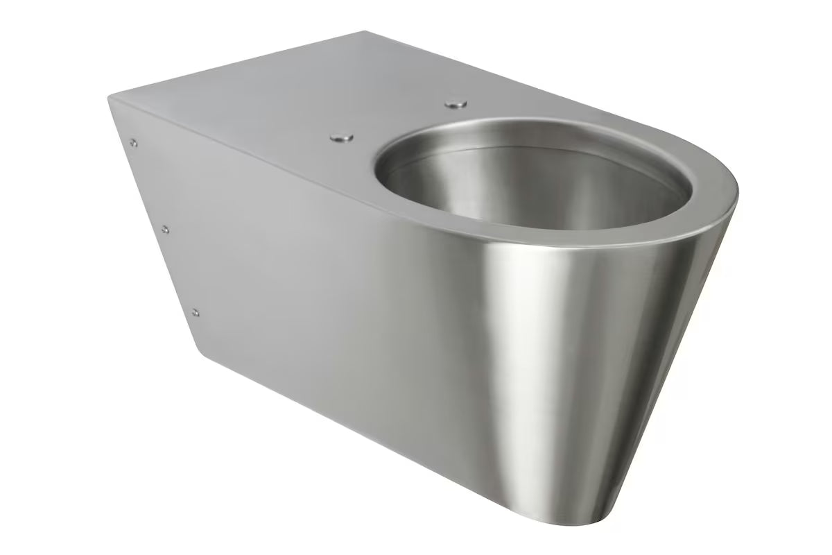 Nehrđajući viseća WC školjka Sanela Supersteel pro za osobe s invaliditetom u antivandal izvedbi s mat površinom.