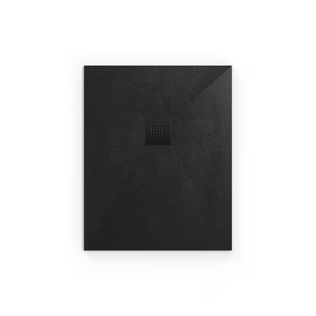 Crna pravokutna tuš kada SAT Alek 100x80 cm od lijevanog mramora s niskom visinom