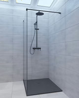 Crna pravokutna tuš kada SAT Alek 100x80 cm od lijevanog mramora s niskom visinom