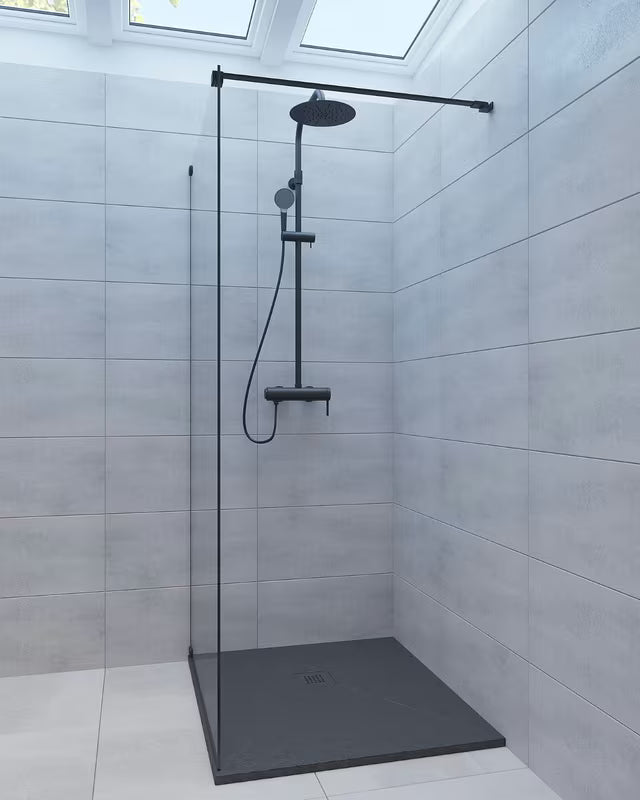 Crna pravokutna tuš kada SAT Alek 100x80 cm od lijevanog mramora s niskom visinom