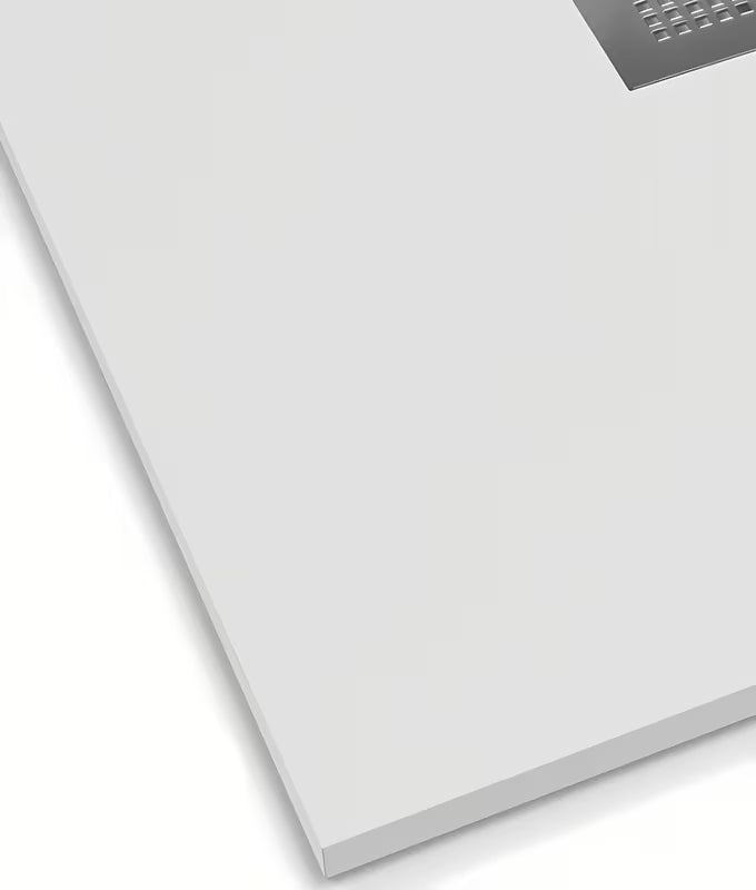 Bijela polukružna tuš kada SAT Alek 80x80 cm od lijevanog mramora, niske visine