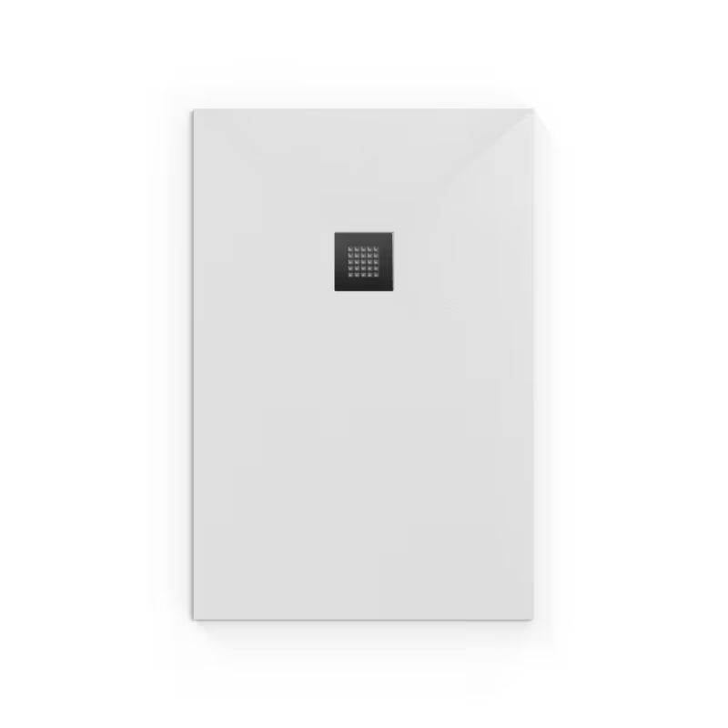 Bijela pravokutna tuš kada SAT Alek od lijevanog mramora 100x80 cm, niske visine