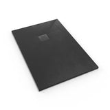 Crna pravokutna tuš kada SAT Alek 120x80 cm od lijevanog mramora, niske visine