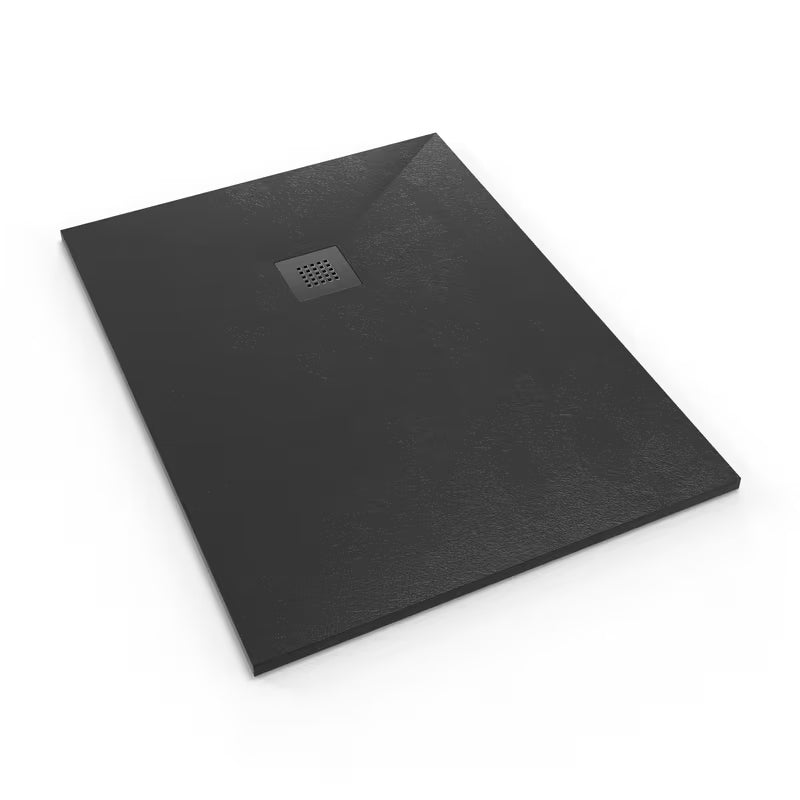 Crna pravokutna tuš kada SAT Alek 120x90 cm od lijevanog mramora s niskom visinom