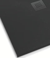 Crna pravokutna tuš kada SAT Alek 120x90 cm od lijevanog mramora s niskom visinom