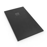 Crna pravokutna tuš kada SAT Alek 140x80 cm od lijevanog mramora, niske visine