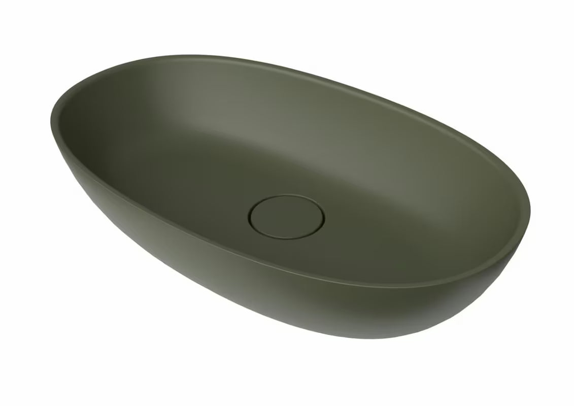 Zeleni umivaonik na ploču SAT Aula 60x36 cm od lijevanog mramora bez preljeva