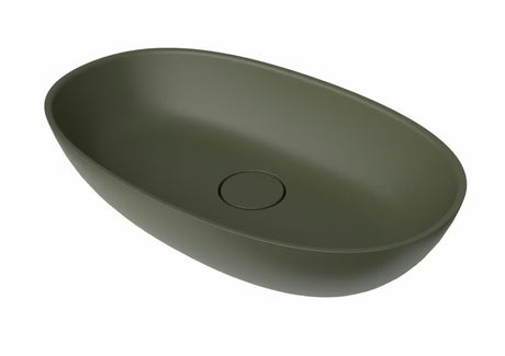 Zeleni umivaonik na ploču SAT Aula 60x36 cm od lijevanog mramora bez preljeva