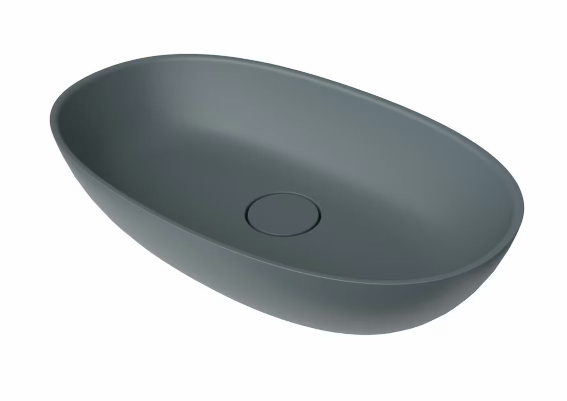 Tamnosivi umivaonik na ploču SAT Aula od lijevanog mramora, dimenzija 60x36 cm