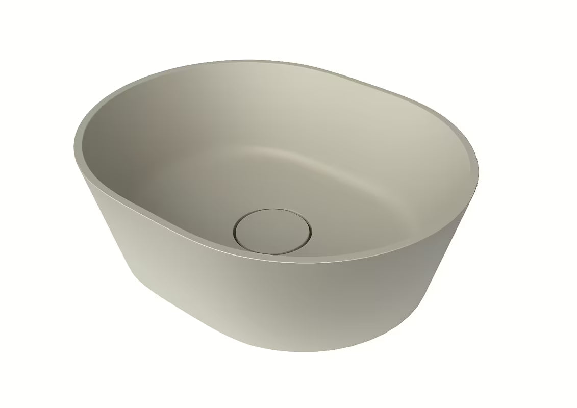 Bež umivaonik na ploču SAT Aula 47x38 cm bez otvora za miješalicu i bez preljeva