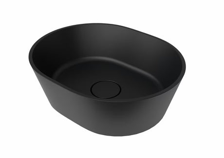 Crni umivaonik na ploču SAT Aula od lijevanog mramora, dimenzija 47x38 cm