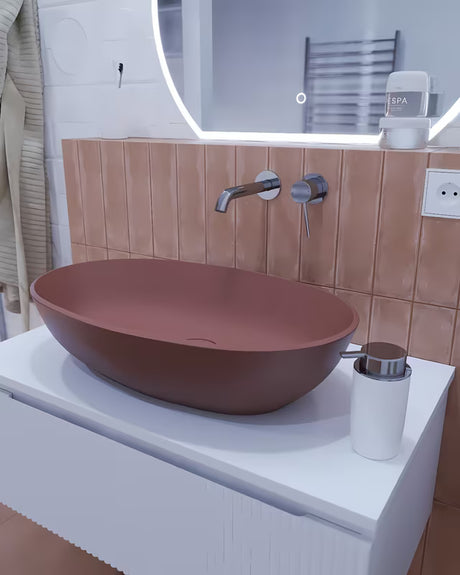 SAT Aula umivaonik na ploču od lijevanog mramora u boji cooper brown, 60x36 cm