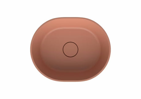 Ružičasti umivaonik na ploču SAT Aula od lijevanog mramora bez otvora za miješalicu i bez preljeva