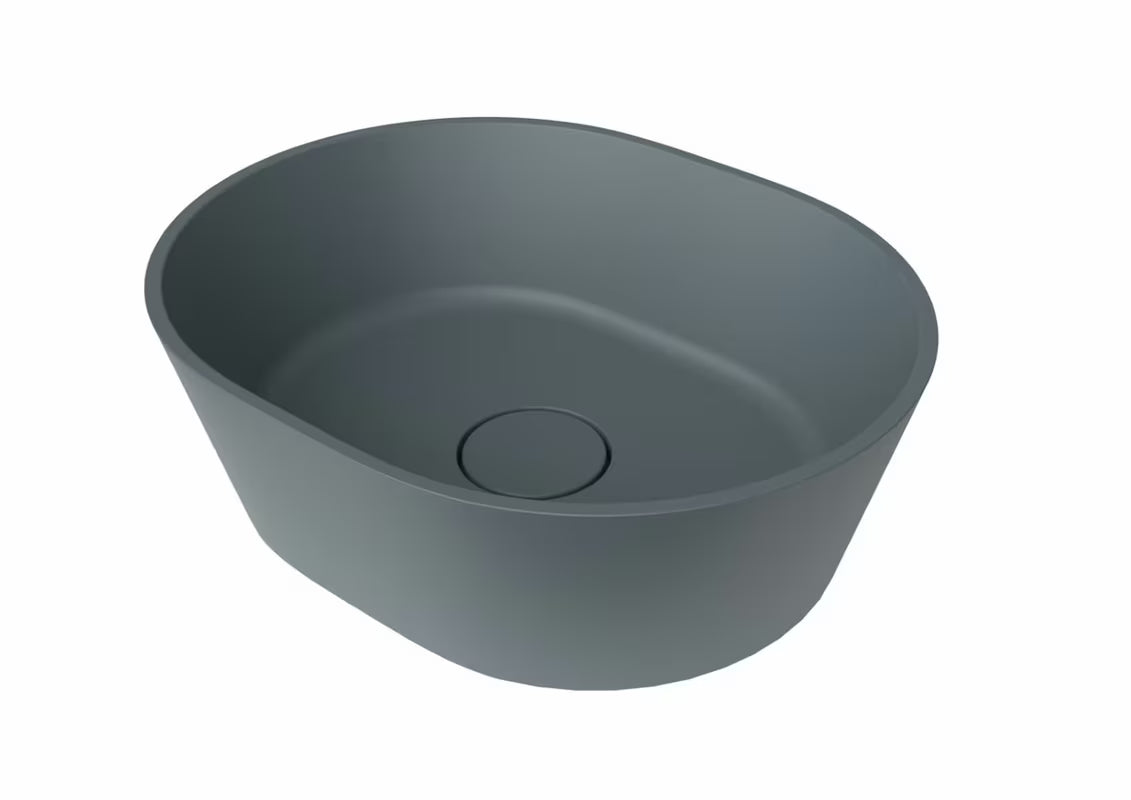 Tamnosivi umivaonik na ploču SAT Aula od lijevanog mramora, dimenzija 47x38 cm