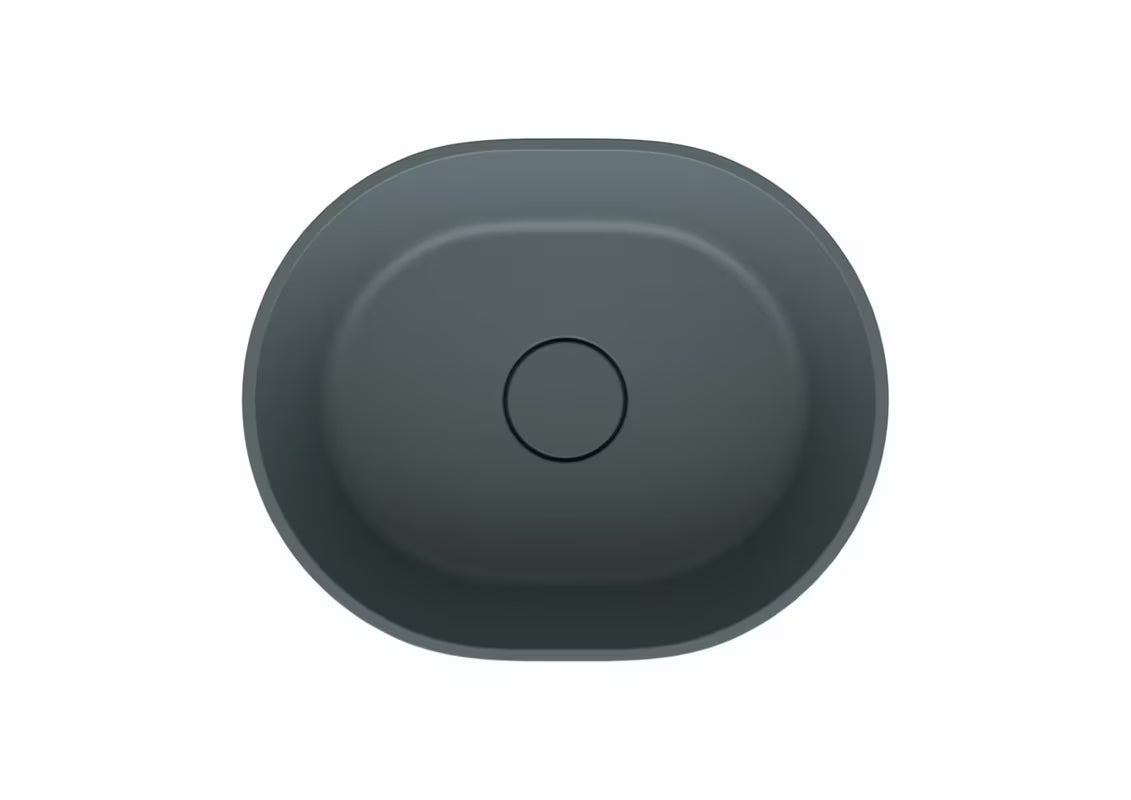 Tamnosivi umivaonik na ploču SAT Aula od lijevanog mramora, dimenzija 47x38 cm